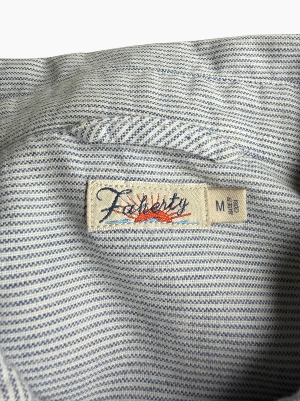 Faherty Pinstripe Shirt Dress Womens M Blue White Cotton Lyocell Button Front - Picture 7 of 10